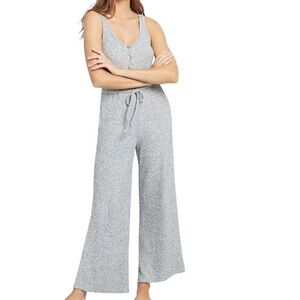 NWT L*Space Head in The Clouds Ribbed Wide Leg Grey Lounge Jumpsuit Size Medium